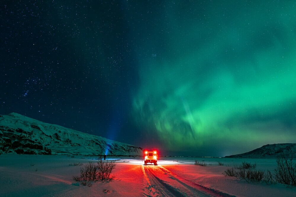 Northern Lights dancing across the night sky