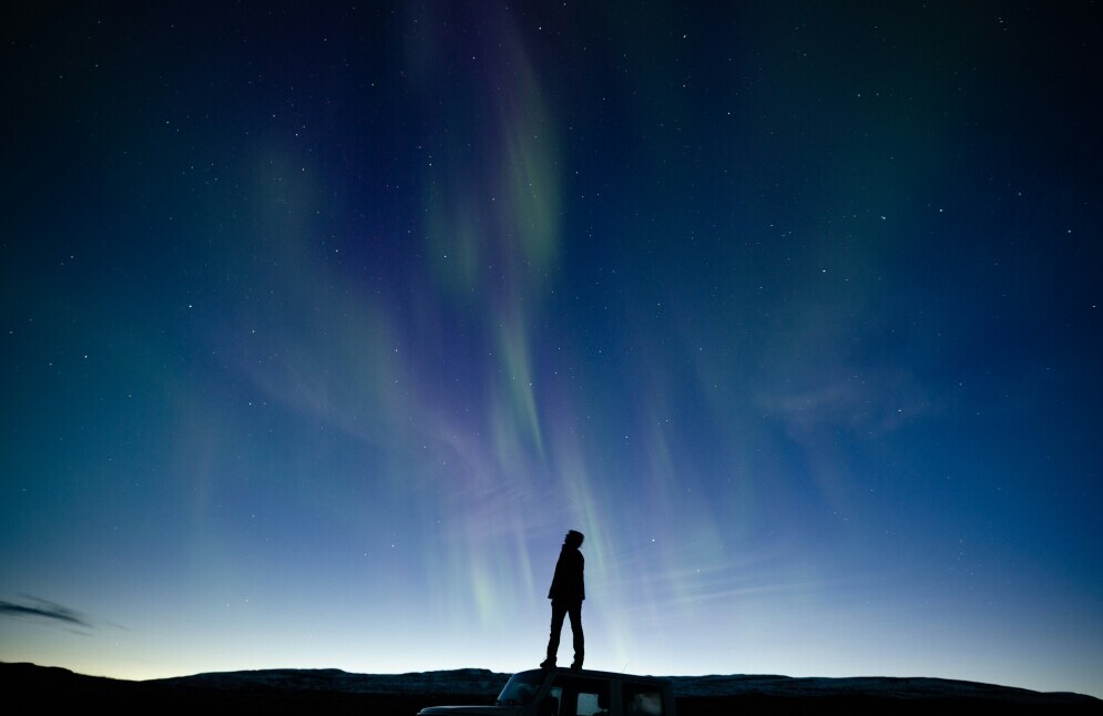 The man watching the Northern Lights